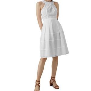 Karen Millen Pleated Eyelet Fit-And-Flare Dress